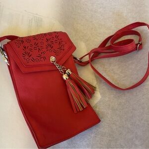 Elegant Red Tassel Crossbody Bag